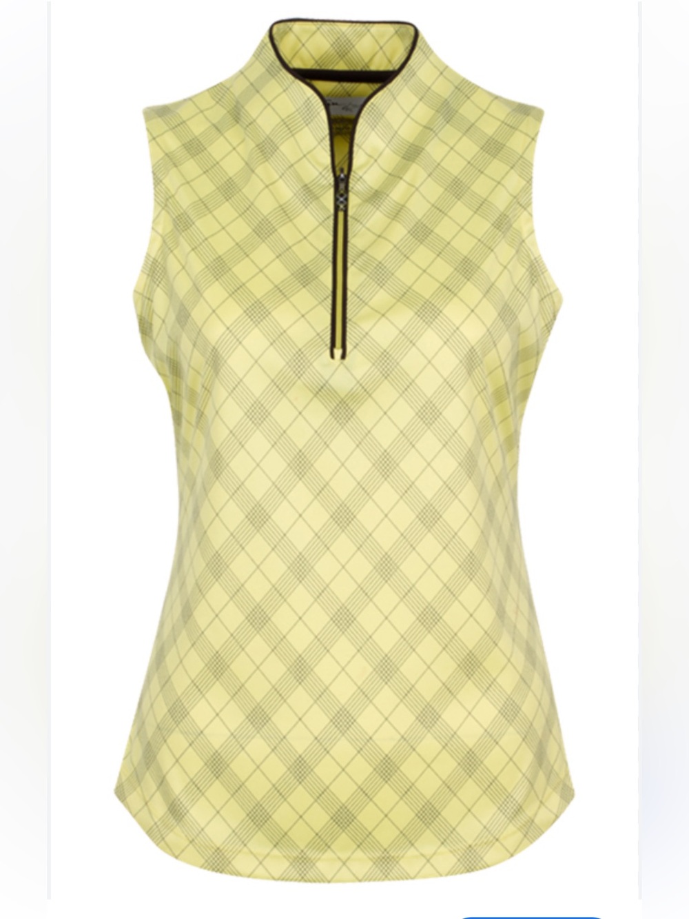 Guy Harvey Yellow Plaid Sleeveless Zip Golf Tank Top Polyester Women Size M